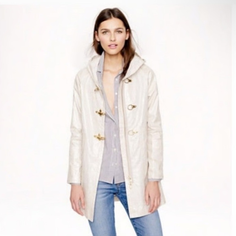 RARE J. Crew Collection Linen Slicker Coat in Flax Size 8